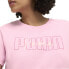 Puma Script Logo Crew Neck Short Sleeve T-Shirt Womens Pink Casual Tops 68222930