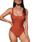 Фото #1 товара Women's Roaming River Scoop Neck Smocked One Piece Swimsuit