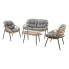 Фото #1 товара Набор стол и 3 кресла DKD Home Decor Серый Металл Стеклянный синтетический ротанг 130 x 76 x 83 cm