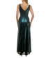 Фото #2 товара Women's Sleeveless V-Neck Sequined Mesh Gown