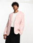 ASOS DESIGN skinny linen mix suit jacket in pink