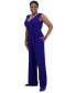 Women's Surplice-Neck Sleeveless Tie-Waist Jumpsuit Royal Sign, L - фото #8