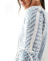 Accessorize long sleeve printed beach cover up mini dress in denim blue Синий, XS - фото #3