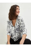 Фото #1 товара Ceket Yaka Baskılı Kısa Kollu Viskon Kadın Gömlek