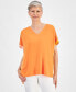 ფოტო #1 პროდუქტის Women's Mixed-Media Short Sleeve Top, Created for Macy's