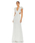 ფოტო #2 პროდუქტის Women's Sequined Ruffled Cut Out Lace Up Gown