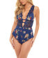 Фото #3 товара Women's Naeva Printed Romper with Wide Scallop Lace Details