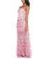 Фото #3 товара Juniors' Floral Print Ruffled Strapless Gown