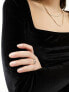 Фото #7 товара Miss Selfridge square neck velvet maxi dress in black