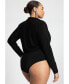 Фото #2 товара Plus Size Sparkle Knit Cowl Neck Bodysuit