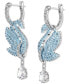 ფოტო #3 პროდუქტის Silver-Tone Blue & White Crystal Iconic Swan Drop Earrings
