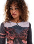 Basic Pleasure Mode highway print mesh long sleeve top in multi