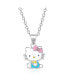 Фото #1 товара Hello Kitty sanrio Silver Plated Enamel Seated Necklace - 18'' Chain, Officially Licensed Authentic