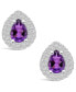 ფოტო #2 პროდუქტის Amethyst (1-1/3 ct. t.w.) and Diamond (5/8 ct. t.w.) Halo Stud Earrings in 14K White Gold