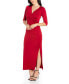 ფოტო #3 პროდუქტის Women's Fitted V-Neck Side Slit Maxi Dress