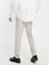 Фото #2 товара ASOS DESIGN slim twill smart trousers with zip and front pleat in ice grey
