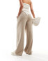 Фото #8 товара ASOS DESIGN wide leg dad trouser in taupe pinstripe