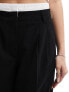 Фото #8 товара Bershka boxer waistband wide leg tailored trousers in black