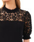 Women's Cotton Ruffle-Neck Lace-Yoke Sweater