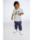 ფოტო #2 პროდუქტის Boy Hooded T-Shirt White And Grey Stripe - Child