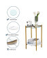 2-Layer End Table With Tempered Glass And Marble Tabletop, Round Coffee Table With Golden