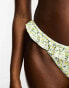 Reclaimed Vintage triangle bikini bottom with ruffle in yellow ditsy floral