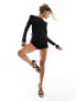 Фото #1 товара ASOS DESIGN long sleeve shoulder pad hotpant playsuit in black