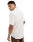 ONLY & SONS short sleeve oxford shirt in white with beige stripe