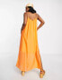 Фото #2 товара Object gathered detail midi cami dress in bright orange