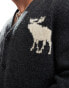 Фото #2 товара Abercrombie & Fitch intarsia icon logo knit cardigan in charcoal