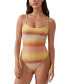 Women's Glitter Ombre Scoop Neck One Piece Swimsuit