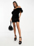 Фото #5 товара & Other Stories off-shoulder velvet mini dress in black