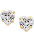 ფოტო #3 პროდუქტის Cubic Zirconia Heart Stud Earrings in 14k Gold