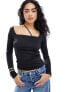 Фото #1 товара Tommy Jeans multi strap long sleeve top in black