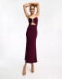 Фото #3 товара ASOS DESIGN Tall gold trim cut out cami midi dress in plum