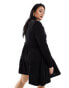 Фото #4 товара River Island plus long sleeved tiered smock mini dress in black