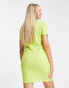 Noisy May mini button up dress in lime green