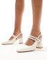 London Rebel Talia slingback mid block heel in cream