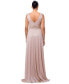 ფოტო #4 პროდუქტის Women's Metallic V-Neck Sleeveless Gown