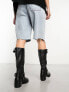 Bronx New Camperos biker harness knee boots in black leather