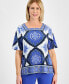 Фото #1 товара Petite Anne Marie Printed Square-Neck Top, Created for Macy's