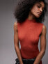 Фото #5 товара Topshop knitted wide shoulder dress in orange