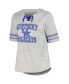 ფოტო #3 პროდუქტის Women's Heather Gray Distressed Kentucky Wildcats Plus Size Striped Lace-Up T-shirt