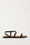 Flat leather slider sandals