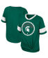 ფოტო #1 პროდუქტის Big Girls Green Michigan State Spartans Tomika Tie-Front V-Neck T-shirt