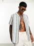 ASOS DESIGN relaxed revere linen mix shirt in aztec print