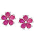 Lab-Grown Ruby (3-1/8 ct. t.w.) & Diamond Accent Flower Stud Earrings in Sterling Silver