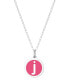 Mini Initial Pendant Necklace in Sterling Silver and Hot Pink Enamel, 16" + 2" Extender