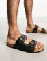 Фото #2 товара Jack & Jones leather double strap sandal in black