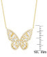 Cubic Zirconia Red Ombre Butterfly Pendant 18" Necklace in Silver Plate, Gold or Rose Gold Plate